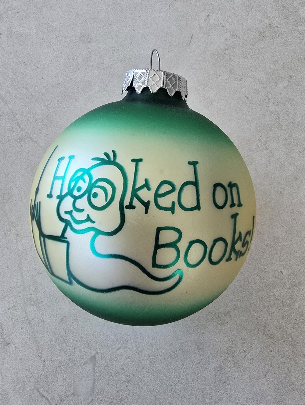 Glass 'Hooked on Books' Holiday Ornament - Green And Yellow